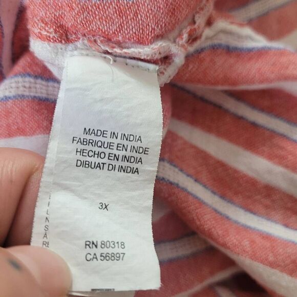 Lucky brand 3X linen blend tie open back striped button down blouse preppy nauti - Picture 9 of 10